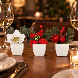 Künstliches Weihnachts-Arrangement - Brisu | 3 Stück | in weißer Schale
