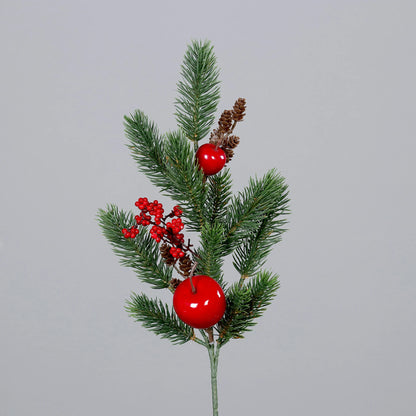 Künstlicher Tannenzweig mit Beeren und Zapfen – Zion | 51 cm