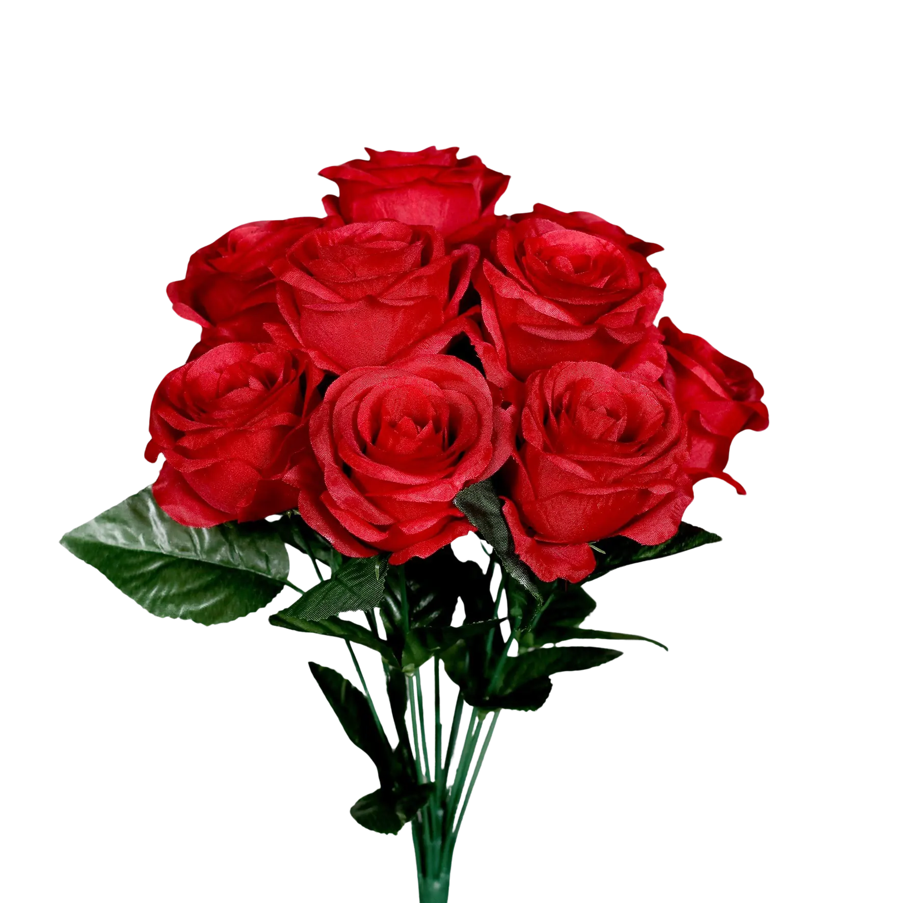 Künstlicher Rosenstrauß - Shiro, 40 cm, Kunstblume von aplanta, 11 Blüten, in Rot, für drinnen