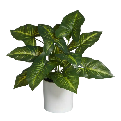 Künstliche Dieffenbachia - Justus, 45 cm, Kunstpflanze von aplanta, inkl. Dekotopf, in Grün, für drinnen