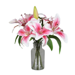 Künstlicher Lilienstrauß - Metin | 33 cm | in Glasvase mit künstl. Wasser