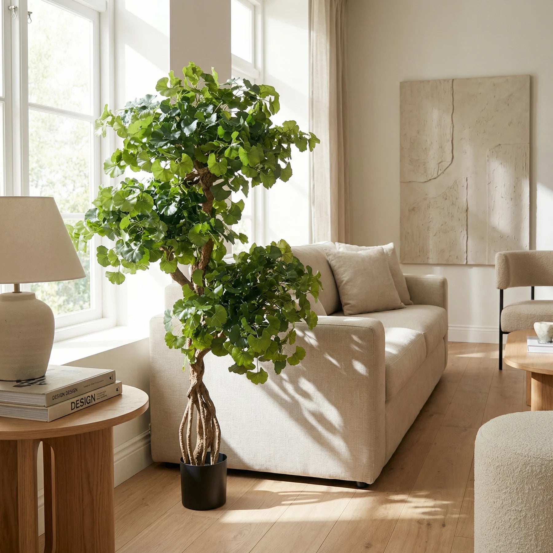 Künstlicher Gingko - Tino, 145 cm, Kunstbaum von aplanta, in Natur, für drinnen