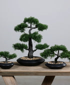 Künstlicher Zedern-Bonsai - Roy | 44 cm | in schwarzer Schale - Kunstpflanzen von aplanta