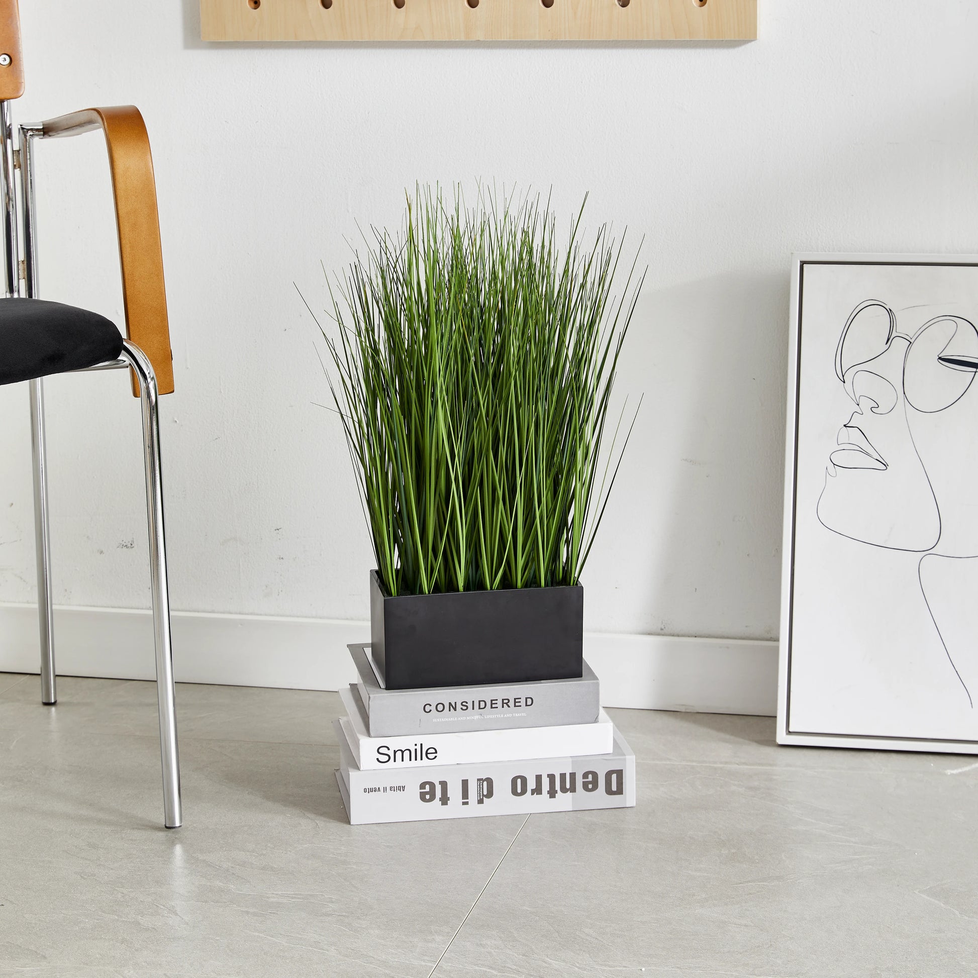 Künstliches Gras - Eleonore, 46 cm, Kunstpflanze von aplanta, in Grün, für drinnen