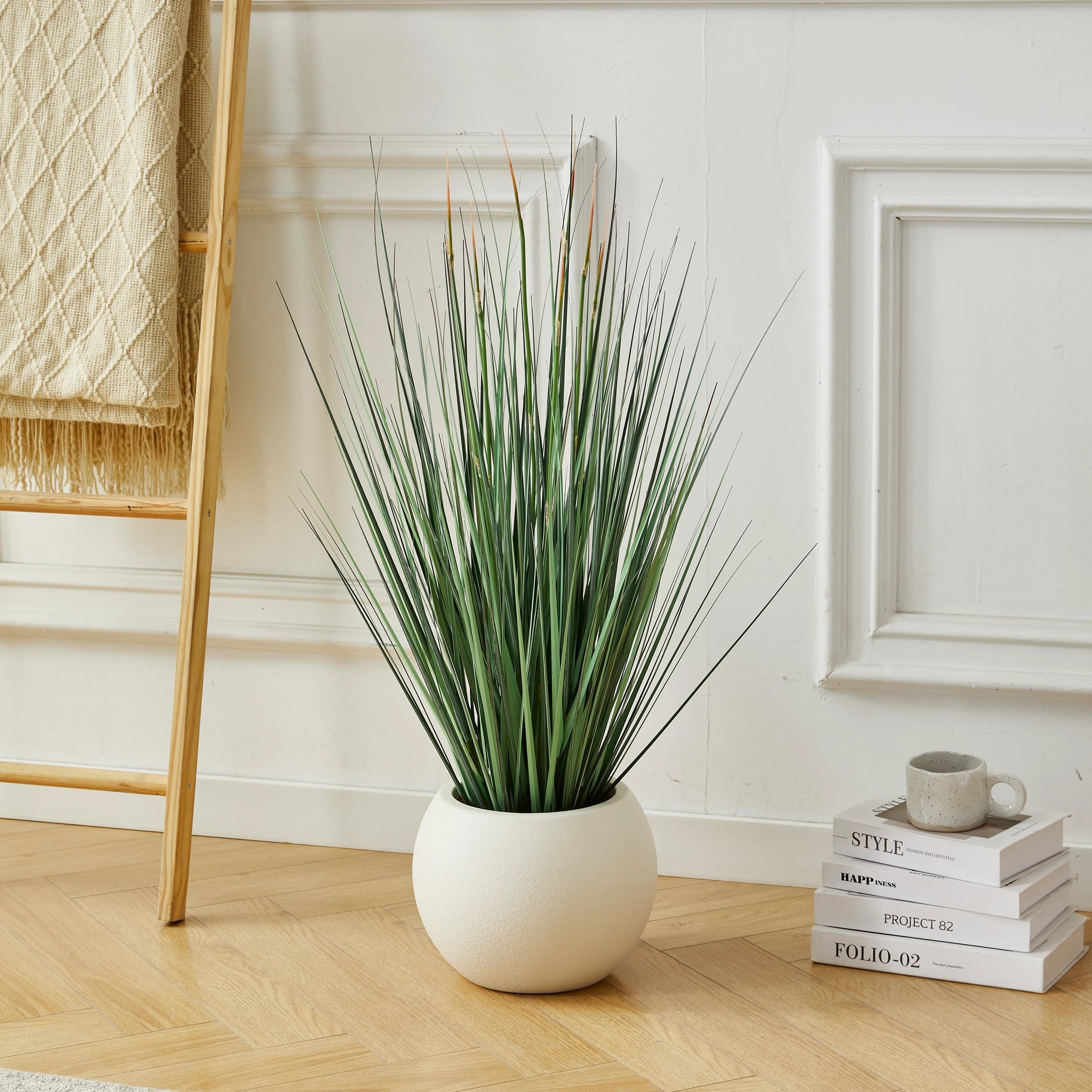 Künstliches Gras - Odalinde, 90 cm, Kunstpflanze von aplanta, in Grün, für drinnen