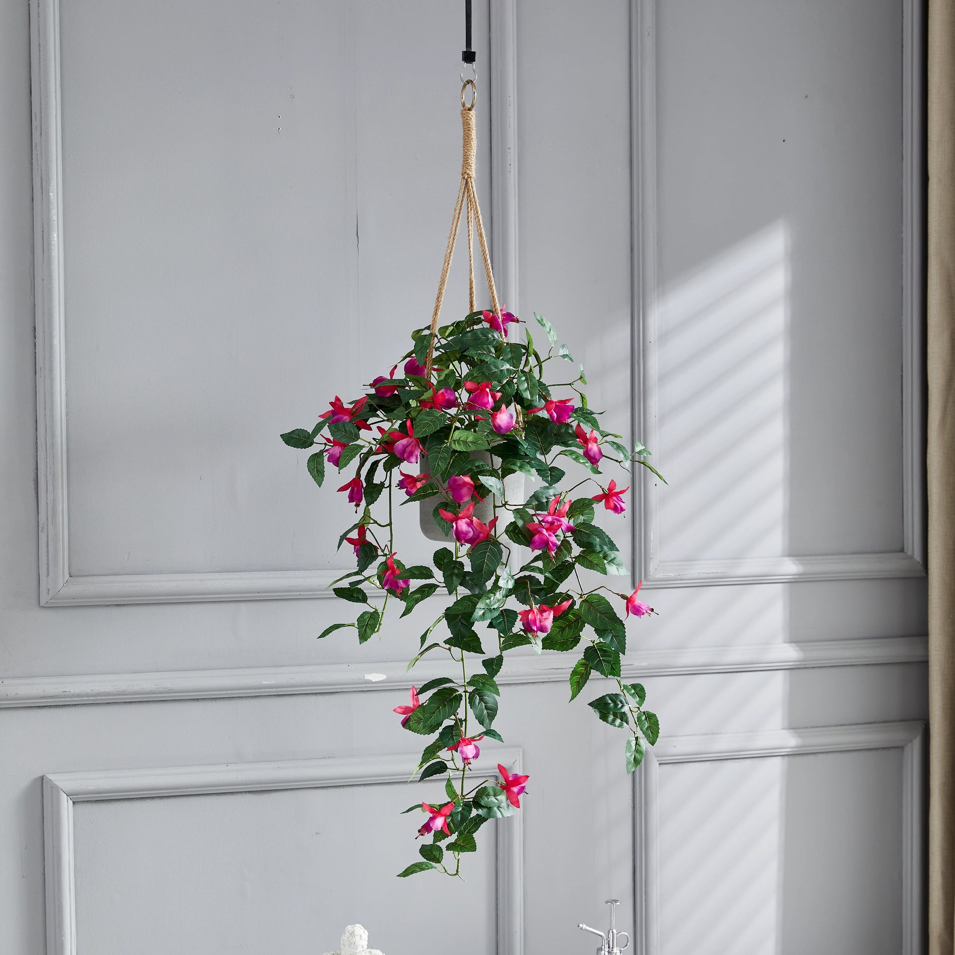 Künstlicher Hänge-Fuchsie - Ignatia, 80 cm, Kunstpflanze von aplanta, Steckpflanze, in Grün, für drinnen