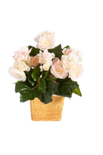 Künstliche Begonie - Steckpflanze - Tim, 20 cm, Kunstpflanze von aplanta, in Pink, für drinnen