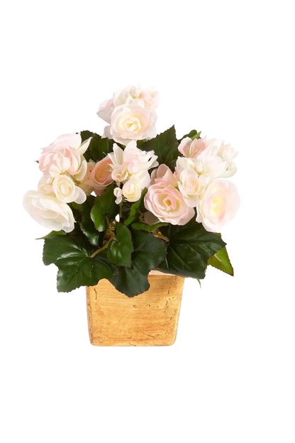 Künstliche Begonie - Steckpflanze - Tim, 20 cm, Kunstpflanze von aplanta, in Pink, für drinnen
