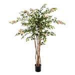Künstlicher Drillingsblumenbaum - Rike, 150 cm, Kunstbaum von aplanta, mit Echtholzstamm, in Pink, für drinnen