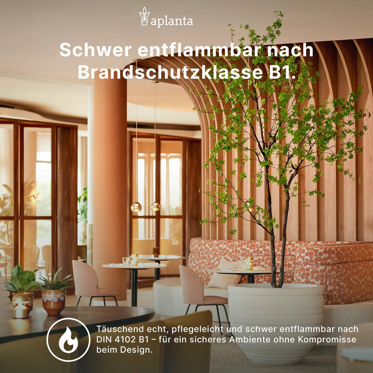 Künstlicher Japannischer Ahorn - Birgit, 150 cm, Kunstpflanze von aplanta, feuerhemmend, B1-zertifiziert, in Rot, für drinnen