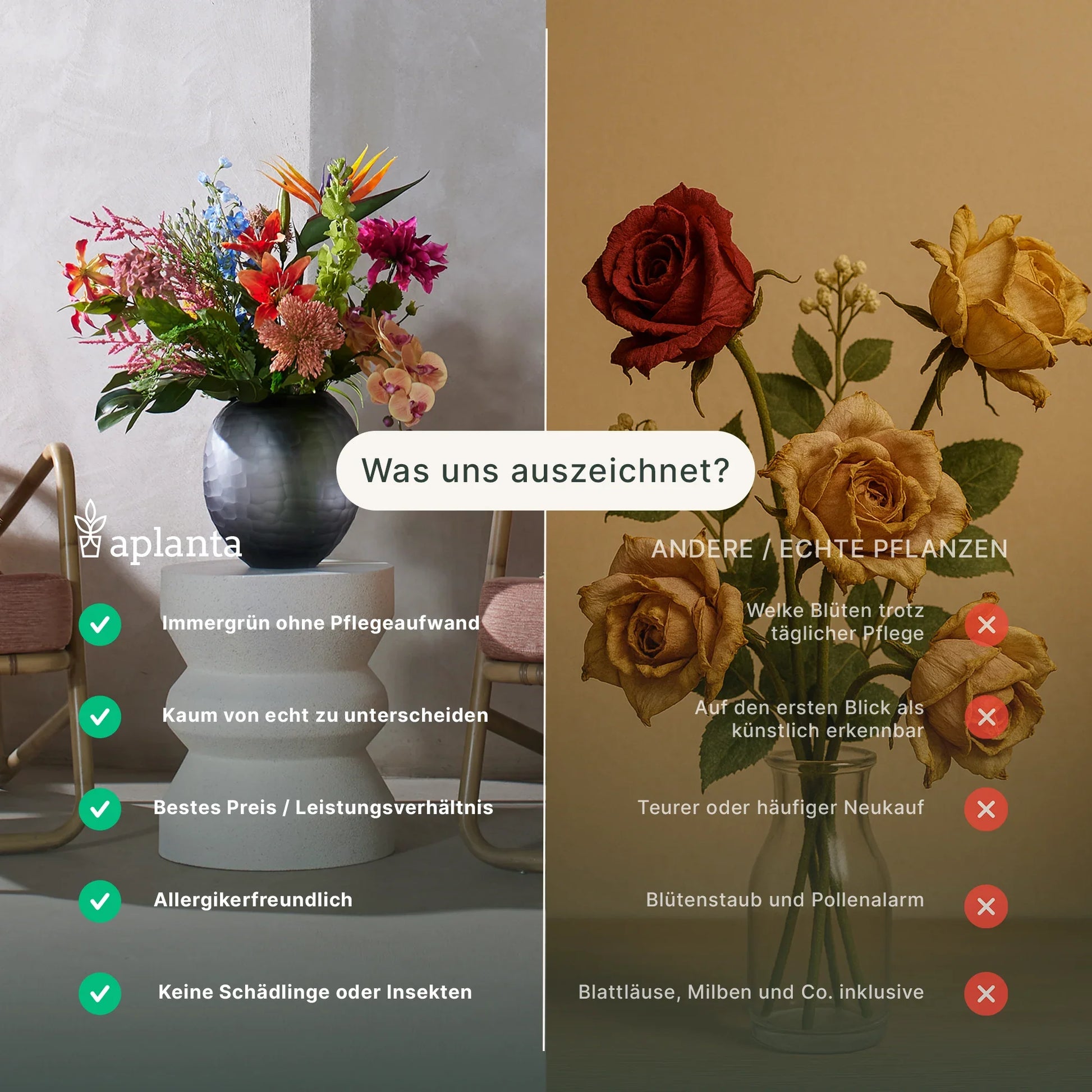 Bouquet di rose con 10 capolini - Artemisia | 45 cm