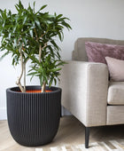 Blumentopf Kugel Groove schwarz | 43x41 cm