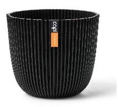 Blumentopf Kugel Groove 25x23 Schwarz