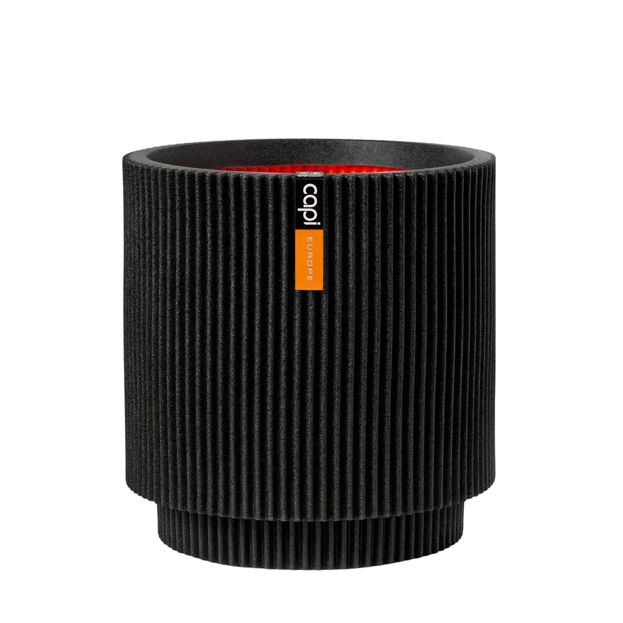 Blumentopf zylinder Groove schwarz | 36x38 cm