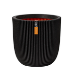 Blumentopf Kugel Groove schwarz, 43x41cm, Pflanzkübel von aplanta, für drinnen & draußen