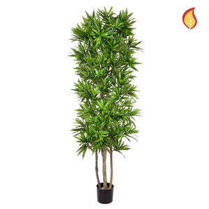 Künstliche Dracaena - Ansgar, 180 cm, Kunstpflanze von aplanta, feuerhemmend, B1-zertifiziert, in Grün, für drinnen