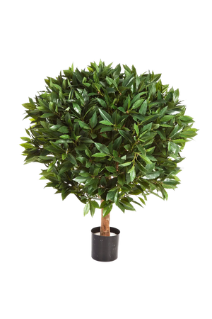 Künstlicher Lorbeer - Rosa auf transparentem Hintergrund mit echt wirkenden Kunstblättern. Diese Kunstpflanze gehört zur Gattung/Familie der "Lorbeeren" bzw. "Kunst-Lorbeeren".